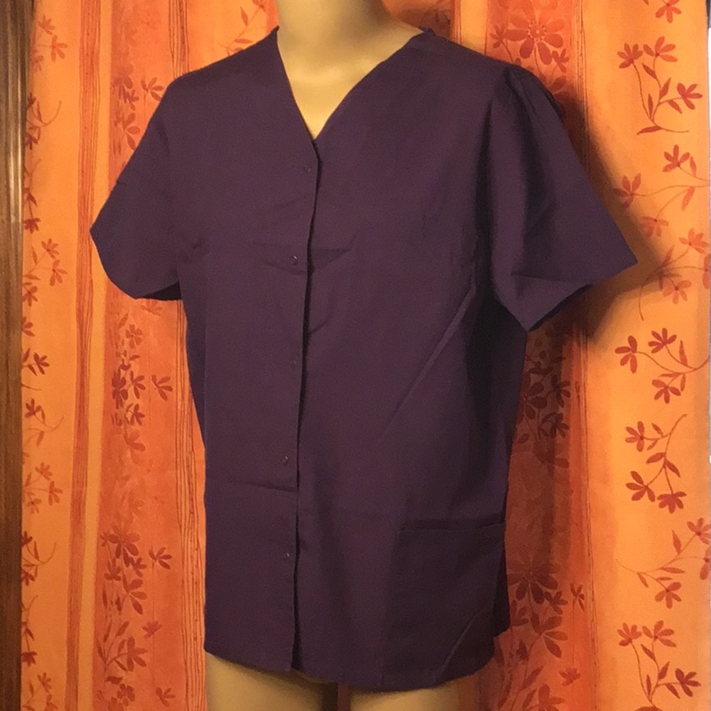 Purple Button up Scrub Top